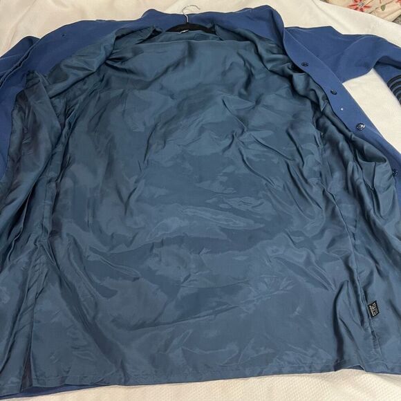 Vtg Linda Allard Ellen Tracy Blue Black Detail 100% Wool Long Coat Sz 10 Women’s - Picture 8 of 9